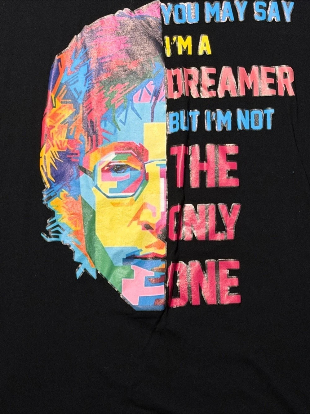 John Lennon “Imagine” Graphic T-Shirt – Approx. 3XL – Black